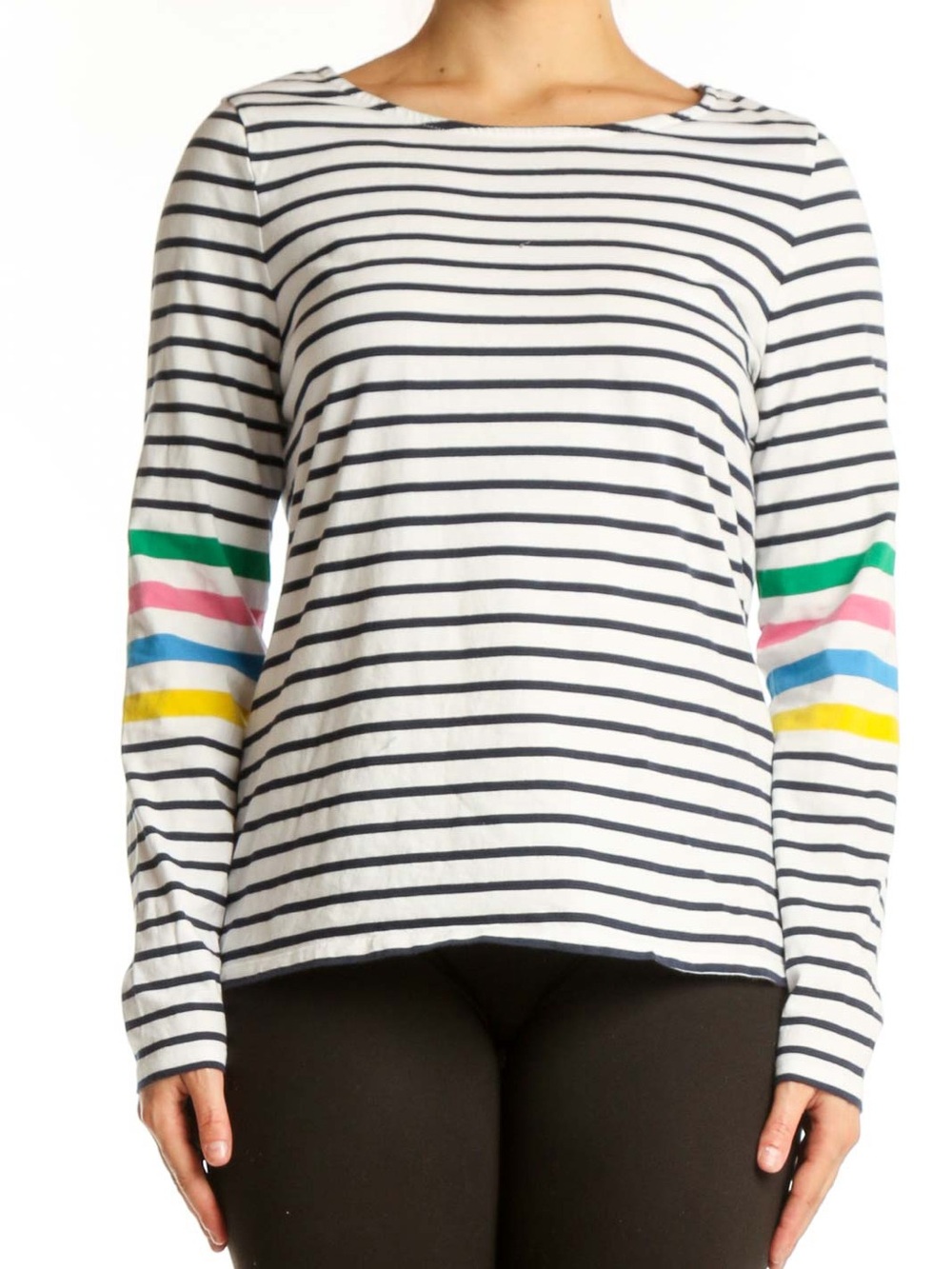 Boden Navy Striped Cotton Long Sleeve Top Size 10 - C71